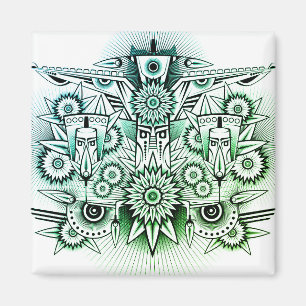 Tribal design grön nyans magnet