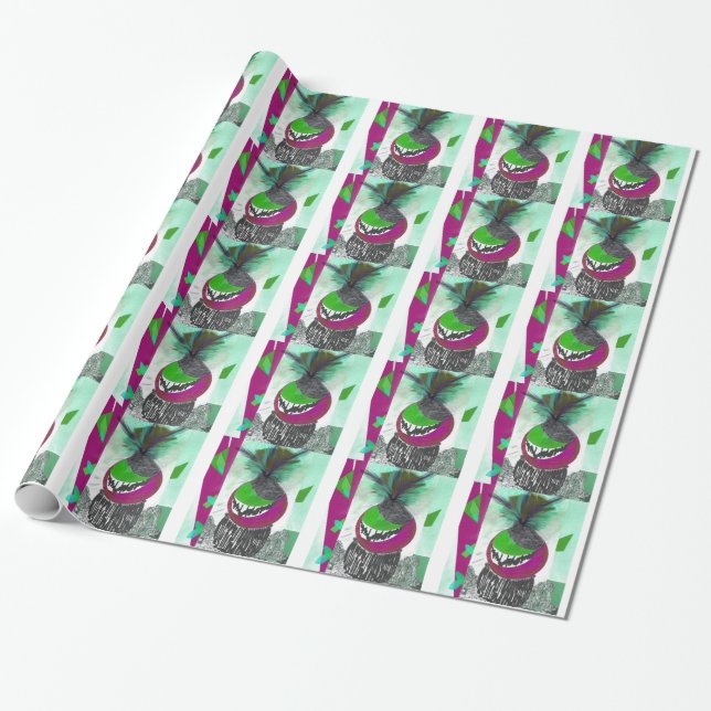 Tribal Design Grön Presentpapper (Utrullad)