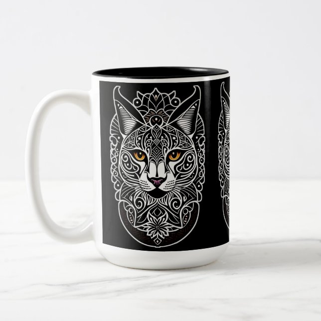 Tribal Design Lynx Två-Tonad Mugg (Vänster)