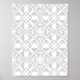 Tribal Diamant Rutnät Färgningssida Mönsterdesign Poster