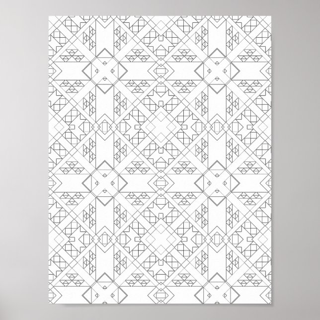Tribal Diamant Rutnät Färgningssida Mönsterdesign Poster (Framsidan)
