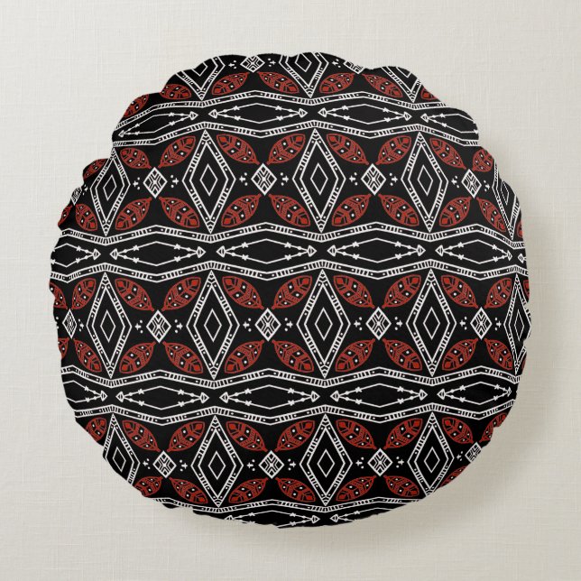 Tribal Diamond Rund Kudde (Framsidan)