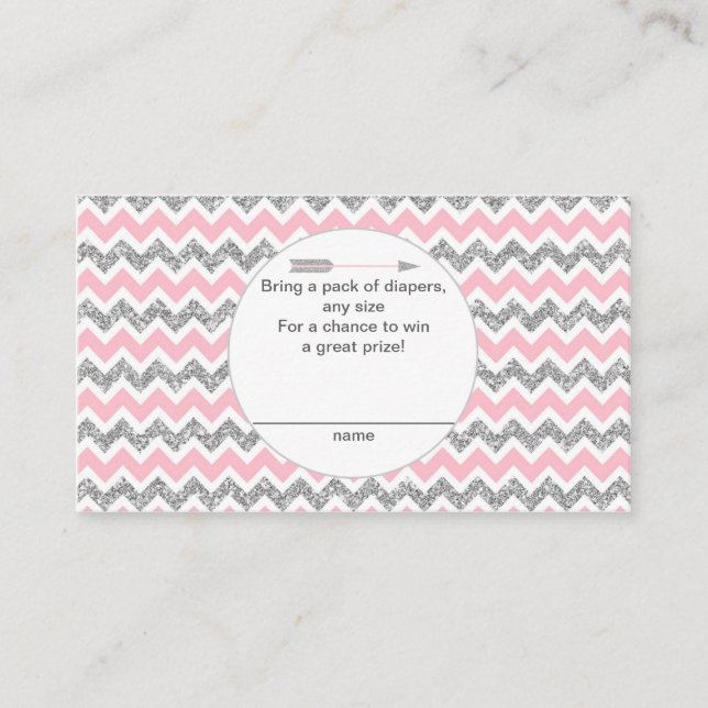 Tribal Diaper Raffle Biljett rosa silver pow wow Tilläggskort (Framsida)