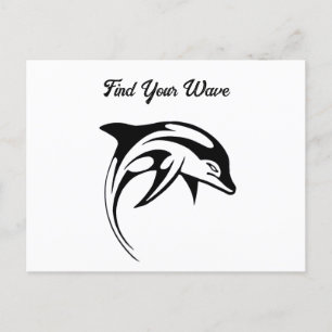 Tribal Dolphin Design Stylized Geometric Ocean Art Vykort