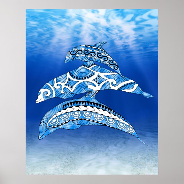 Tribal Dolphins Poster (Framsidan)