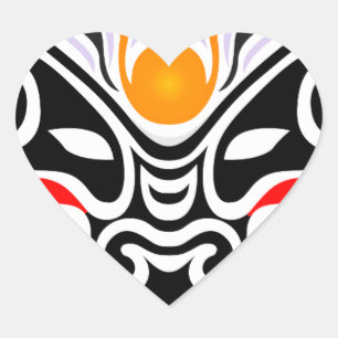 Tribal Dragon Mask Hjärtformat Klistermärke