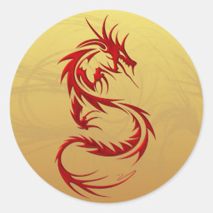 Tribal Dragon Runt Klistermärke