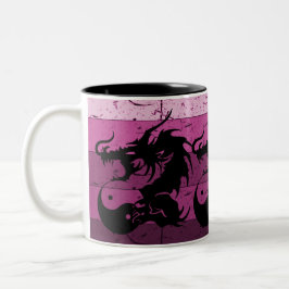 Tribal Dragon Tattoo in Black and Rosa Design Två-Tonad Mugg