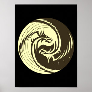Tribal Dragons Yin Yang (Anpassa den!) Poster