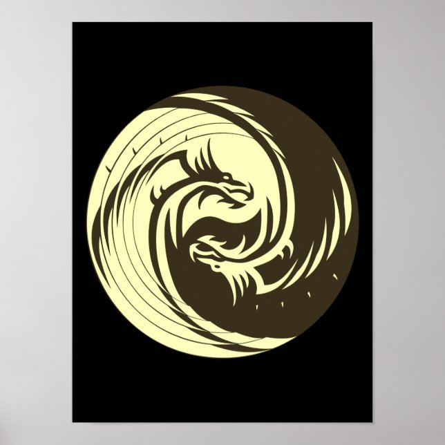 Tribal Dragons Yin Yang (Anpassa den!) Poster (Framsidan)