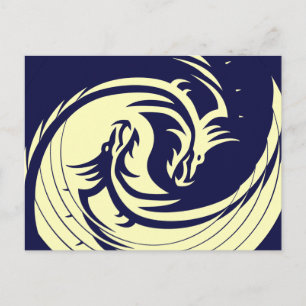 Tribal Dragons Yin Yang (Anpassade) Vykort