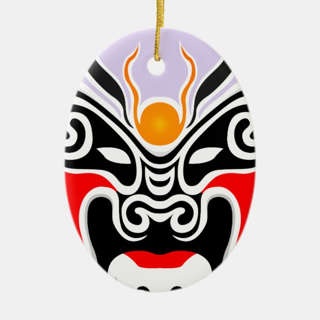 Tribal Drakmask Julgransprydnad Keramik (Framsidan)