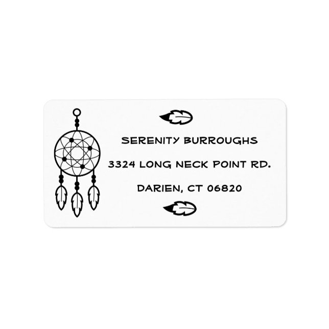 Tribal Dream Catcher Boho Feathers Native American Adressetikett (Framsidan)