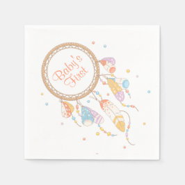 Tribal Dreamcatcher Boho Baby första födelsedag Pappersservett