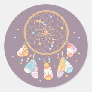 Tribal Dreamcatcher Boho Baby Lila Runt Klistermärke