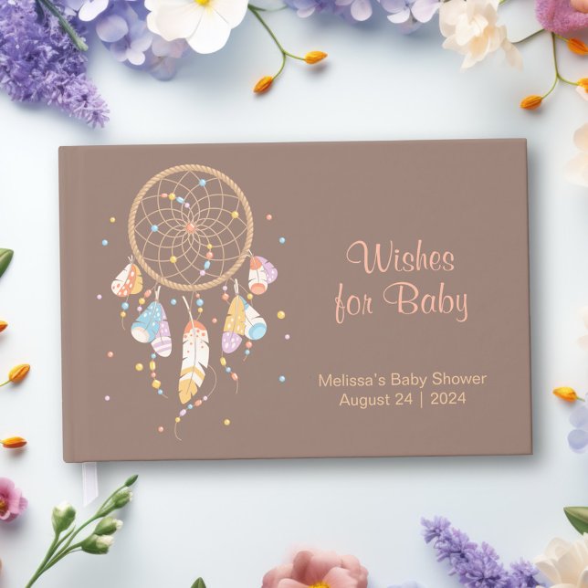 Tribal Dreamcatcher Boho Baby Shower Brown Gästböcker (Skapare uppladdad)