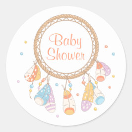 Tribal Dreamcatcher Boho Baby Shower Runt Klistermärke