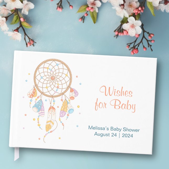 Tribal Dreamcatcher Boho Baby Shower White Gästböcker (Skapare uppladdad)