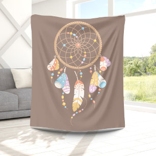 Tribal Dreamcatcher Boho Brown Fleecefilt