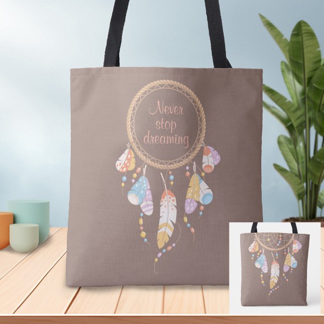 Tribal Dreamcatcher Boho Brown Quote Tygkasse (Skapare uppladdad)