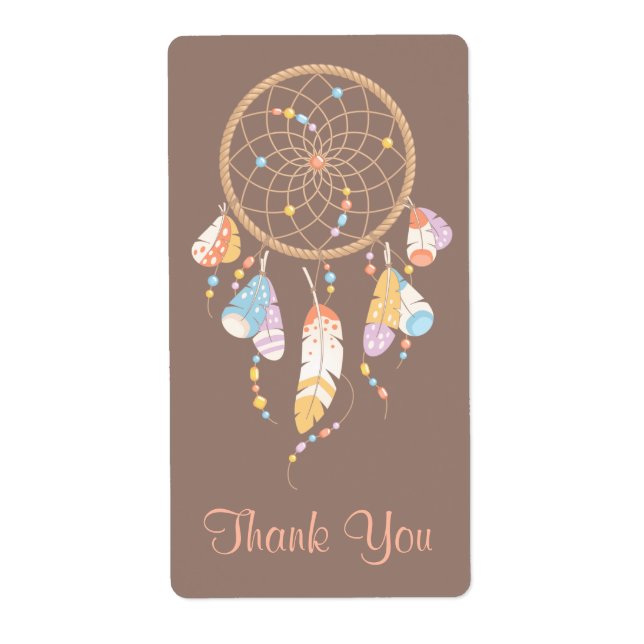 Tribal Dreamcatcher Boho Brown Tack Fraktsedel (Framsidan)