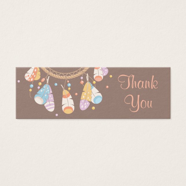 Tribal Dreamcatcher Boho Brown Tack Litet Visitkort (Framsidan)