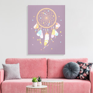 Tribal Dreamcatcher Boho Lila Canvastryck
