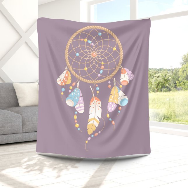 Tribal Dreamcatcher Boho Lila Fleecefilt (Skapare uppladdad)