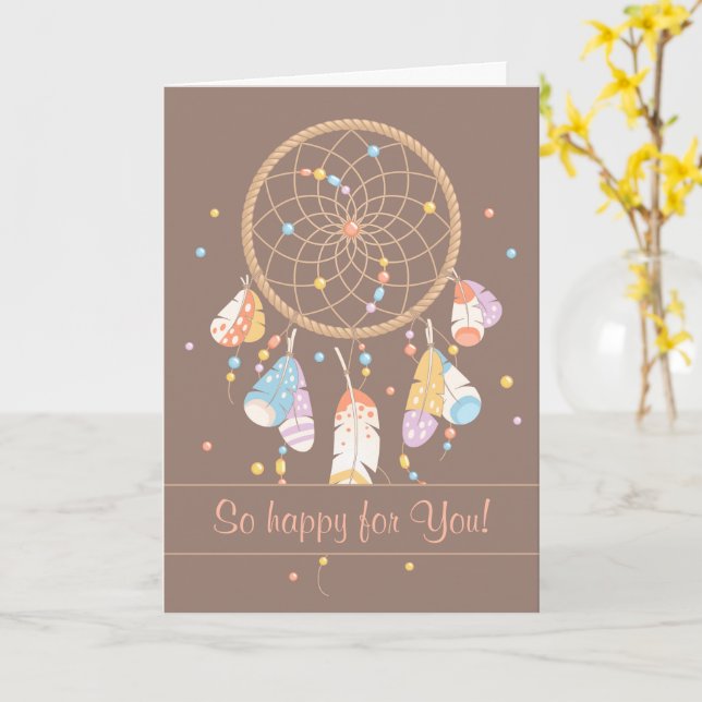 Tribal Dreamcatcher Boho med Baby Brown 2 Kort (Gul blomma)