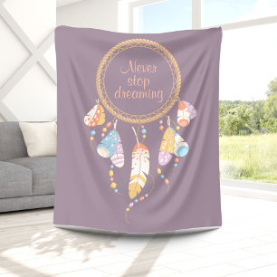 Tribal Dreamcatcher Boho Quote Lila Fleecefilt