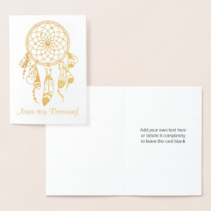 Tribal Dreamcatcher stoppar aldrig Dreaming-citat Folierat Kort