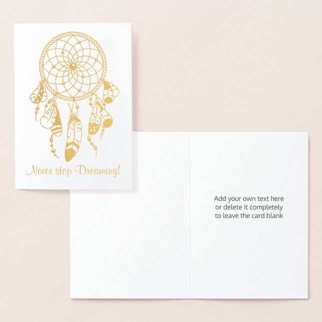 Tribal Dreamcatcher stoppar aldrig Dreaming-citat Folierat Kort (Display)