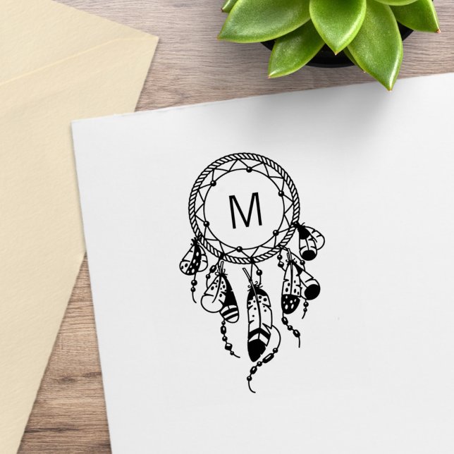 Tribal Drömfångare Boho Monogram Stämpel (Skapare uppladdad)
