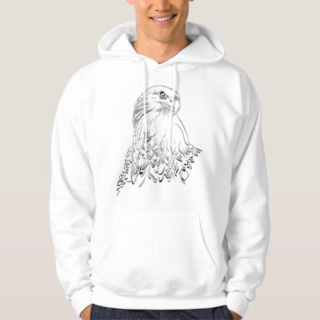 Tribal Eagle in Flight - Bold Black Silhouette Hoodie (Framsida)