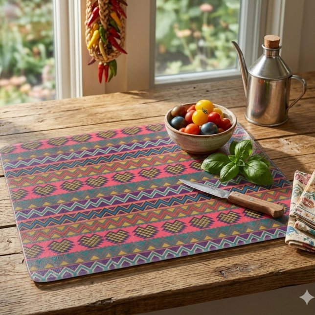 Tribal Edge Glass Cutting Board – Boho Bold blir (Skapare uppladdad)