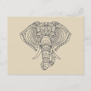 Tribal elefant afrikansk djurkonst vykort