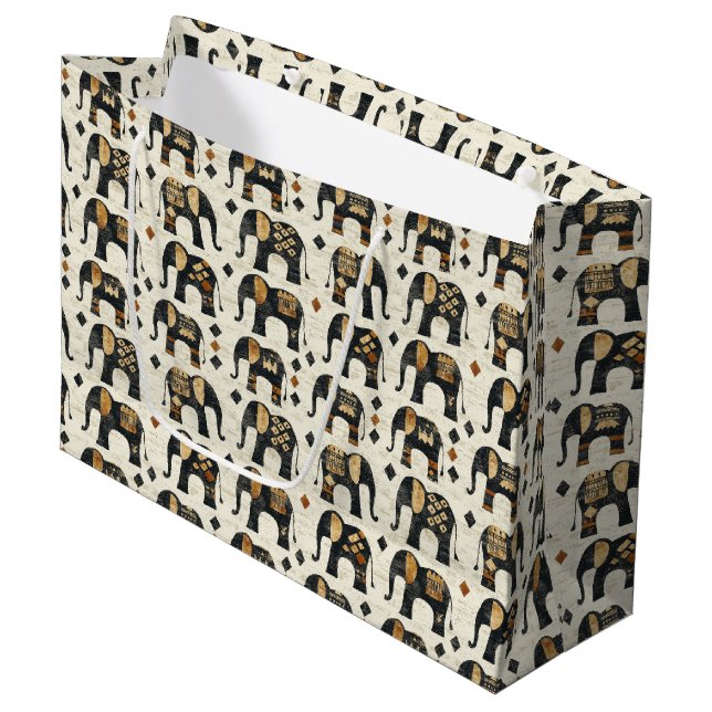 Tribal Elefant Boho Mönster (2) (Framsidan Vinklad)