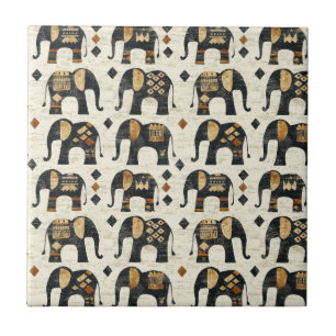 Tribal Elefant Boho Mönster (2) Kakelplatta