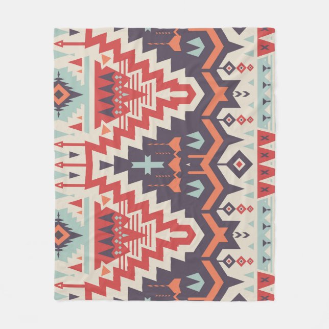 Tribal Elegance: Geometric Ethnic Print Fleecefilt (Framsidan)