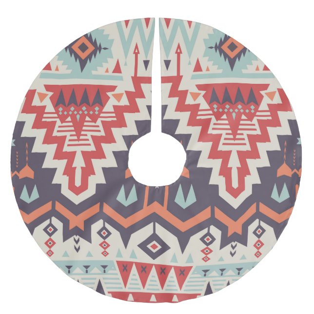 Tribal Elegance: Geometric Ethnic Print Julgransmatta Borstad Polyester (Framsidan)