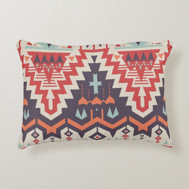 Tribal Elegance: Geometric Ethnic Print Prydnadskudde (Framsidan)
