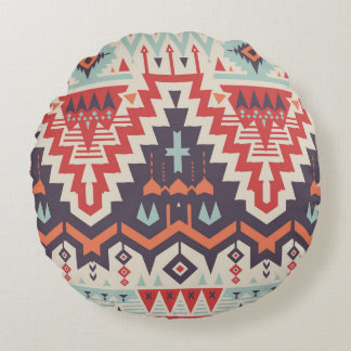 Tribal Elegance: Geometric Ethnic Print Rund Kudde