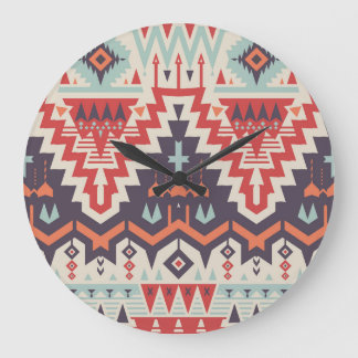 Tribal Elegance: Geometric Ethnic Print Stor Klocka