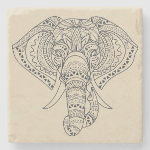 Tribal elephant African animal art Stenunderlägg