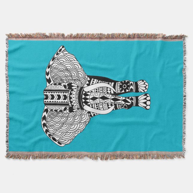 Tribal Elephant Anpassningsbar Throw Blanket Filt (Framsidan)