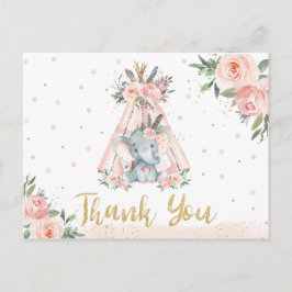 Tribal Elephant Birthday Baby Shower Tack Vykort