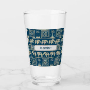 Tribal Elephant & Träd Personlig Glaskopp