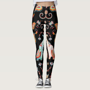 Tribal Elephant: Watercolor Paisley Mönster. Leggings