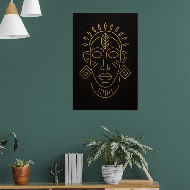 Tribal Essence | African Face Motif Art Print Poster (Vardagsrum 1)
