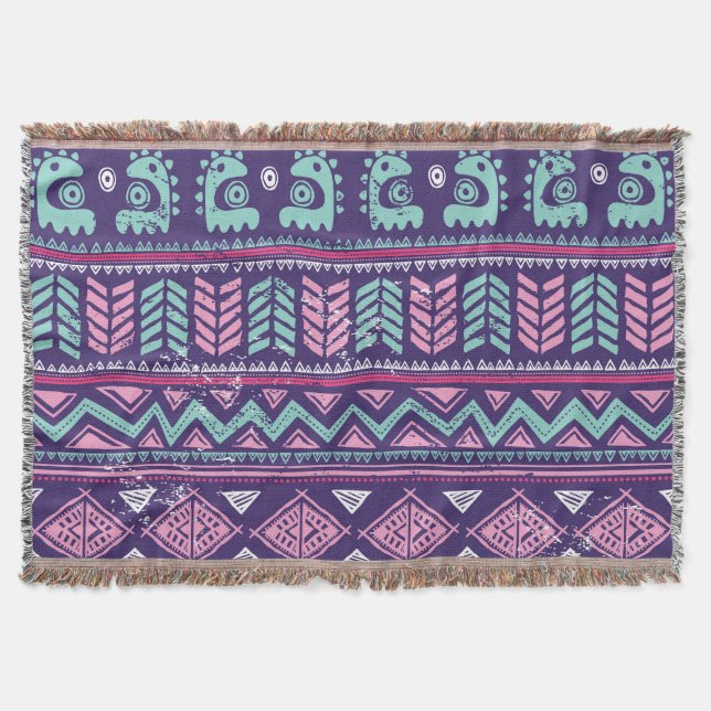 Tribal Ethnic: Colorful Seamless Mönster. Filt (Framsidan)